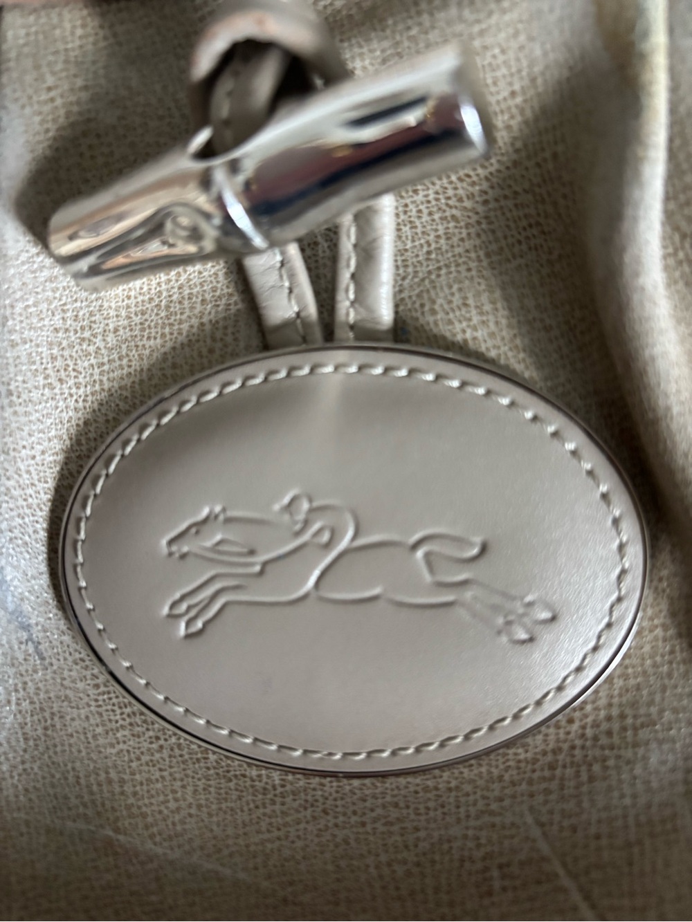 Longchamp french taupe soft  leather crossbody or short trape